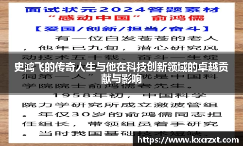 史鸿飞的传奇人生与他在科技创新领域的卓越贡献与影响